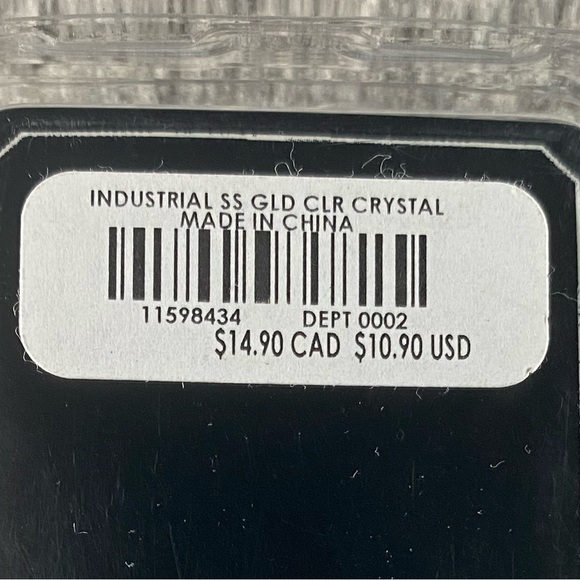 Morbid Metals - Industrial Surgical Steel - Gold Clear Crystal - 14g - Picture 3 of 3